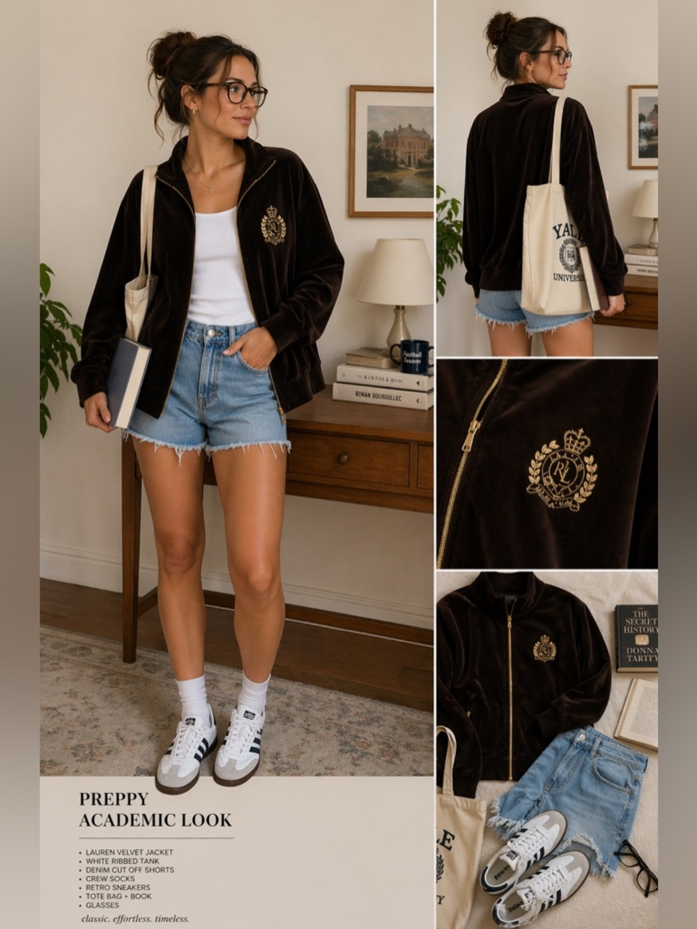 Ralph Lauren Brown Velvet Zip Jacket Gold Crest Logo Preppy Classic 3X
